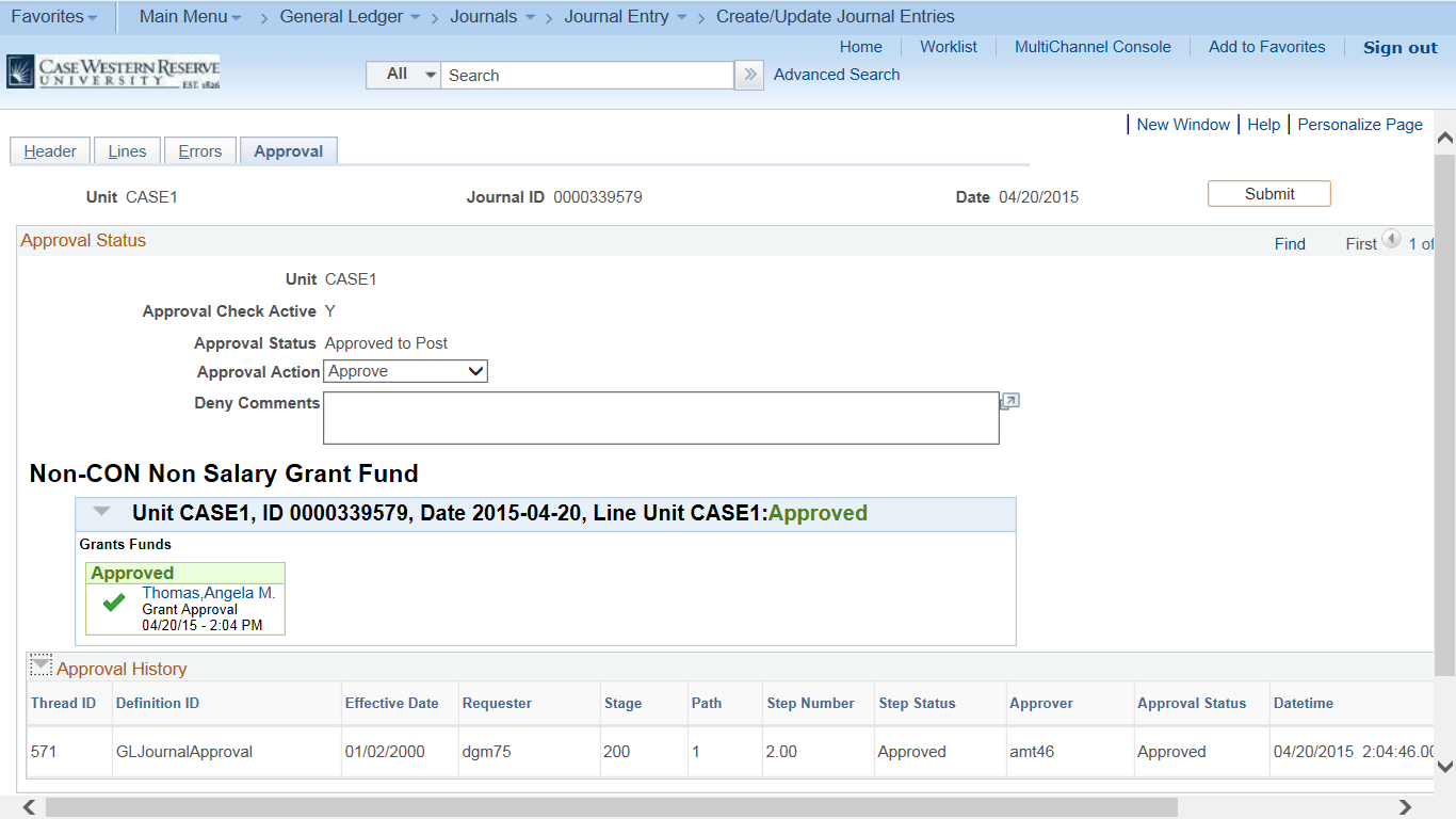 PeopleSoft General Ledger Creating a Journal University Technology